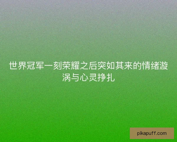 世界冠军一刻荣耀之后突如其来的情绪漩涡与心灵挣扎
