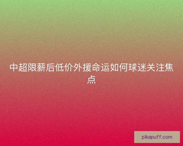 中超限薪后低价外援命运如何球迷关注焦点 中超限薪后低价外援命运如何球迷关注焦点